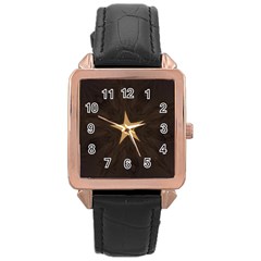 Rustic Elegant Brown Christmas Star Design Rose Gold Leather Watch  by yoursparklingshop