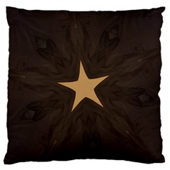 Rustic Elegant Brown Christmas Star Design Large Flano Cushion Case (two Sides) by yoursparklingshop