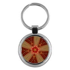 Red Star Ribbon Elegant Kaleidoscopic Design Key Chains (round)  by yoursparklingshop