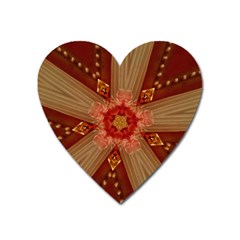 Red Star Ribbon Elegant Kaleidoscopic Design Heart Magnet by yoursparklingshop