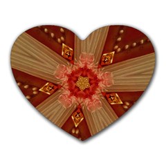 Red Star Ribbon Elegant Kaleidoscopic Design Heart Mousepads by yoursparklingshop