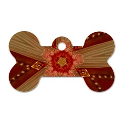 Red Star Ribbon Elegant Kaleidoscopic Design Dog Tag Bone (two Sides) by yoursparklingshop