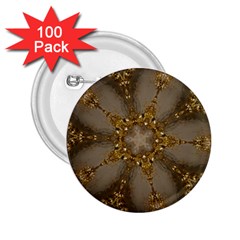 Golden Flower Star Floral Kaleidoscopic Design 2 25  Buttons (100 Pack)  by yoursparklingshop