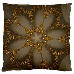 Golden Flower Star Floral Kaleidoscopic Design Standard Flano Cushion Case (two Sides) by yoursparklingshop