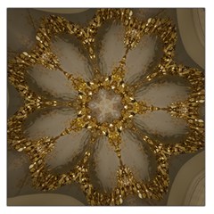 Golden Flower Star Floral Kaleidoscopic Design Large Satin Scarf (square) by yoursparklingshop