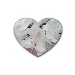 Floral Design White Flowers Photography Heart Coaster (4 Pack)  by yoursparklingshop