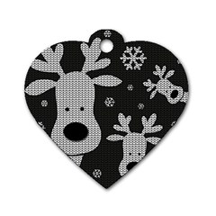 Cute Reindeer  Dog Tag Heart (Two Sides)