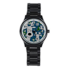 Cute Reindeer  Stainless Steel Round Watch by Valentinaart