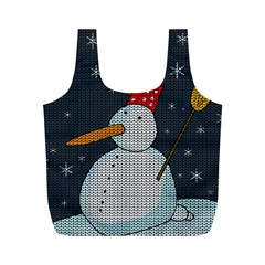 Snowman Full Print Recycle Bags (m)  by Valentinaart