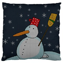 Snowman Large Flano Cushion Case (one Side) by Valentinaart