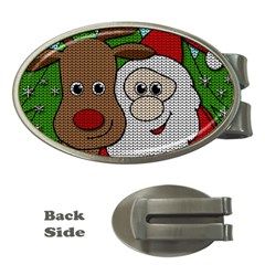 Santa And Rudolph Selfie  Money Clips (oval)  by Valentinaart