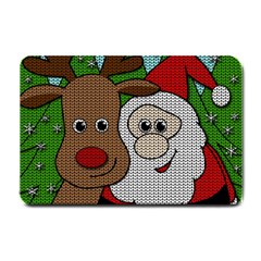 Santa And Rudolph Selfie  Small Doormat  by Valentinaart