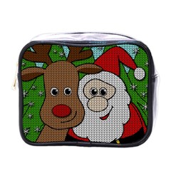 Santa And Rudolph Selfie  Mini Toiletries Bags by Valentinaart