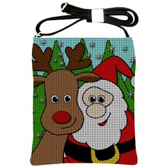 Santa And Rudolph Selfie  Shoulder Sling Bags by Valentinaart