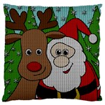 Santa and Rudolph selfie  Large Flano Cushion Case (Two Sides) Back