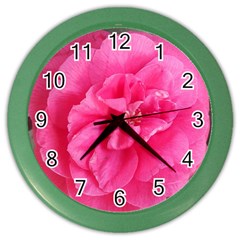 Pink Flower Japanese Tea Rose Floral Design Color Wall Clocks by yoursparklingshop