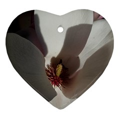 Magnolia Floral Flower Pink White Ornament (heart) by yoursparklingshop