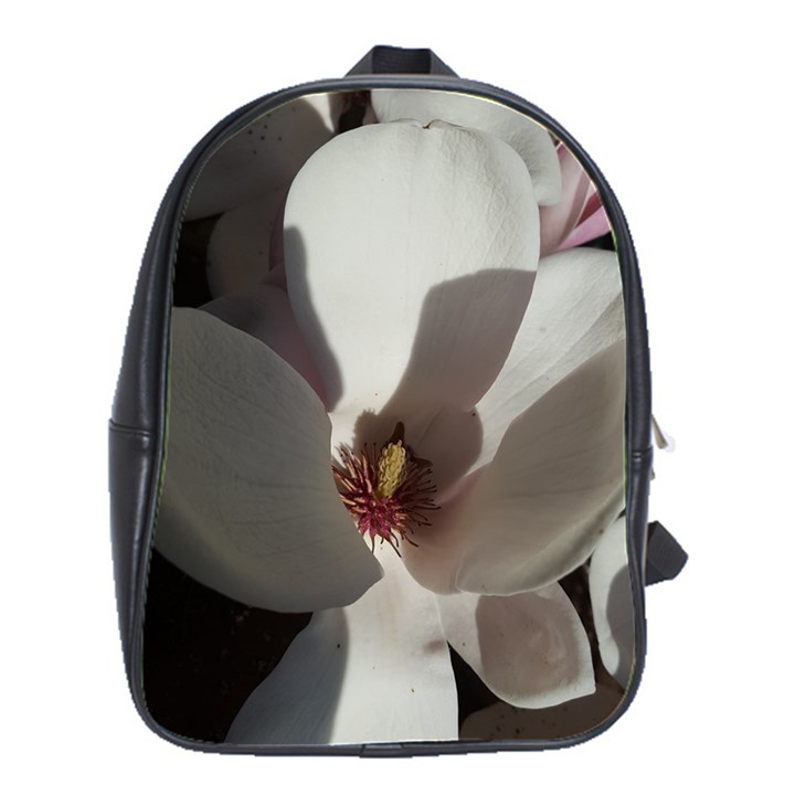 Magnolia Floral Flower Pink White School Bag (Large)