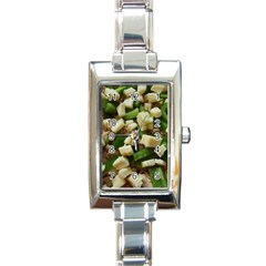 Cheese And Peppers Green Yellow Funny Design Rectangle Italian Charm Watch by yoursparklingshop