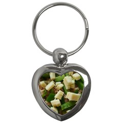 Cheese And Peppers Green Yellow Funny Design Key Chains (heart)  by yoursparklingshop