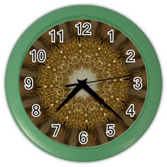 Elegant Festive Golden Brown Kaleidoscope Flower Design Color Wall Clocks by yoursparklingshop