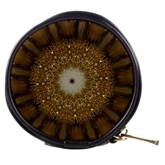 Elegant Festive Golden Brown Kaleidoscope Flower Design Mini Makeup Bags by yoursparklingshop