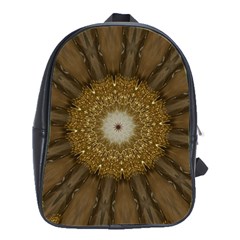 Elegant Festive Golden Brown Kaleidoscope Flower Design School Bag (large) by yoursparklingshop