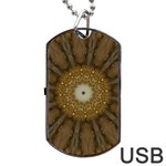 Elegant Festive Golden Brown Kaleidoscope Flower Design Dog Tag USB Flash (One Side) Front