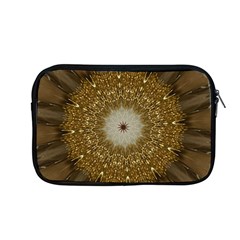 Elegant Festive Golden Brown Kaleidoscope Flower Design Apple Macbook Pro 13  Zipper Case by yoursparklingshop