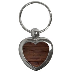 Rustic Dark Brown Wood Wooden Fence Background Elegant Key Chains (heart)  by yoursparklingshop