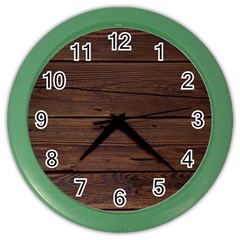 Rustic Dark Brown Wood Wooden Fence Background Elegant Color Wall Clocks by yoursparklingshop