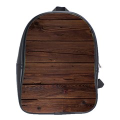 Rustic Dark Brown Wood Wooden Fence Background Elegant School Bag (large) by yoursparklingshop