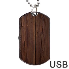 Rustic Dark Brown Wood Wooden Fence Background Elegant Natural Country Style Dog Tag Usb Flash (one Side) by yoursparklingshop