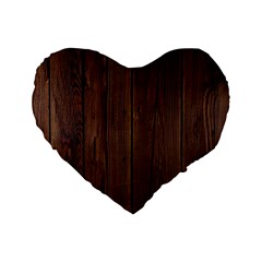 Rustic Dark Brown Wood Wooden Fence Background Elegant Natural Country Style Standard 16  Premium Flano Heart Shape Cushions by yoursparklingshop