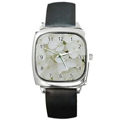Hydrangea Flowers Blossom White Floral Elegant Bridal Chic Square Metal Watch by yoursparklingshop