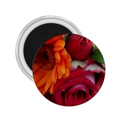 Floral Photography Orange Red Rose Daisy Elegant Flowers Bouquet 2 25  Magnets