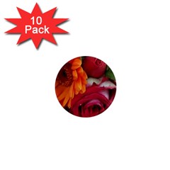 Floral Photography Orange Red Rose Daisy Elegant Flowers Bouquet 1  Mini Magnet (10 Pack) 