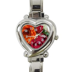 Floral Photography Orange Red Rose Daisy Elegant Flowers Bouquet Heart Italian Charm Watch by yoursparklingshop