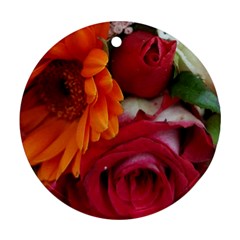Floral Photography Orange Red Rose Daisy Elegant Flowers Bouquet Round Ornament (two Sides)
