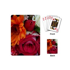 Floral Photography Orange Red Rose Daisy Elegant Flowers Bouquet Playing Cards (mini) 