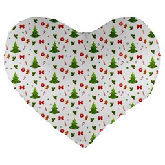 Christmas Pattern Large 19  Premium Heart Shape Cushions by Valentinaart