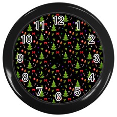 Christmas Pattern Wall Clocks (black) by Valentinaart