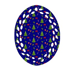 Christmas Pattern Oval Filigree Ornament (two Sides) by Valentinaart