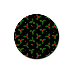Christmas Pattern Rubber Coaster (round)  by Valentinaart