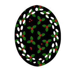 Christmas Pattern Ornament (oval Filigree) by Valentinaart