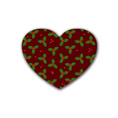 Christmas Pattern Rubber Coaster (heart)  by Valentinaart