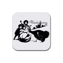 Vintage Thanksgiving Rubber Coaster (square)  by Valentinaart