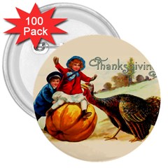 Vintage Thanksgiving 3  Buttons (100 Pack)  by Valentinaart