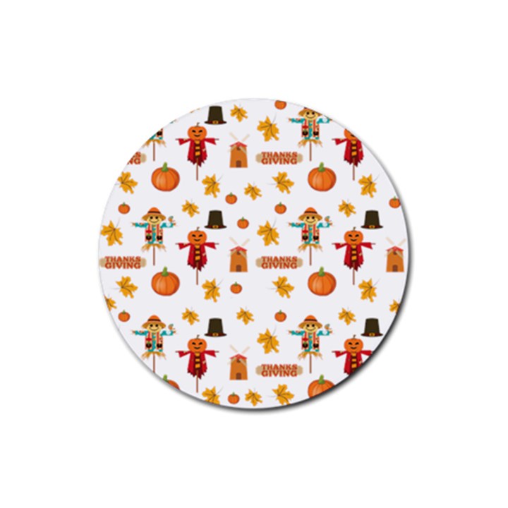 Thanksgiving Rubber Round Coaster (4 pack) 