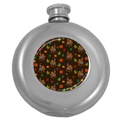 Thanksgiving Turkey  Round Hip Flask (5 Oz) by Valentinaart